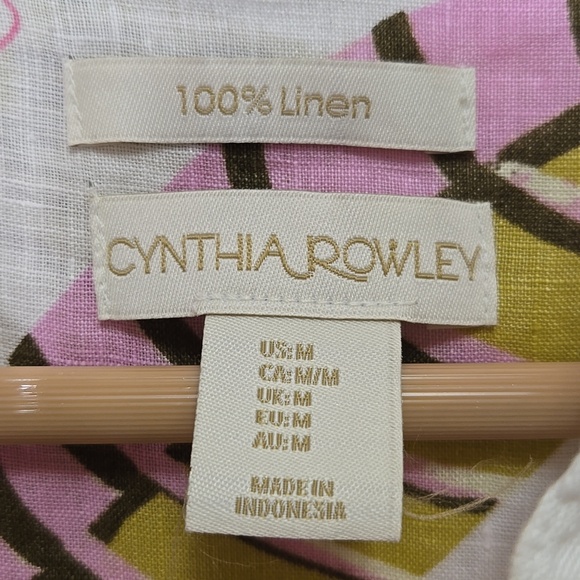 Cynthia Rowley 100% Linen Tropical Print Buttin Down Camp Shirt Size M  Resort - Picture 2 of 12